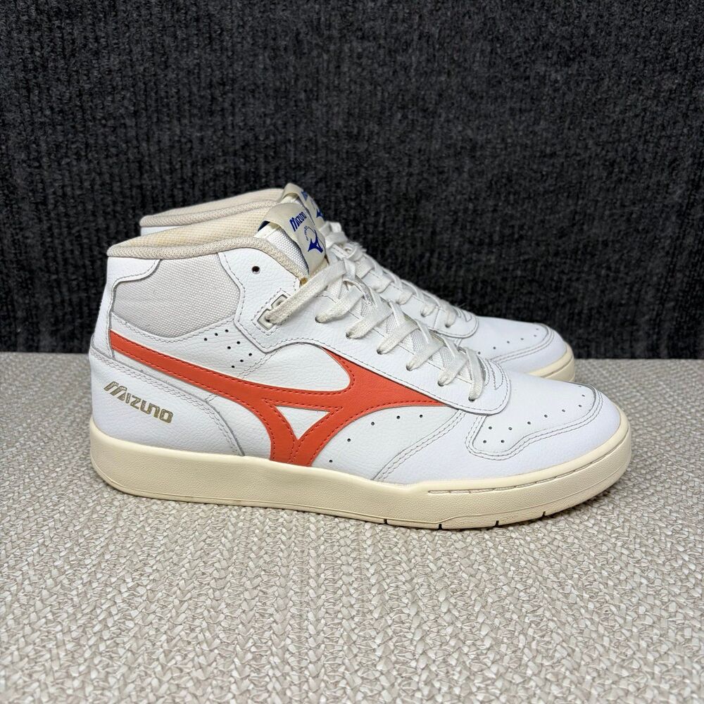 Mizuno City Wind Mid White Orange Leather Casual Sneakers Shoes Mens 9